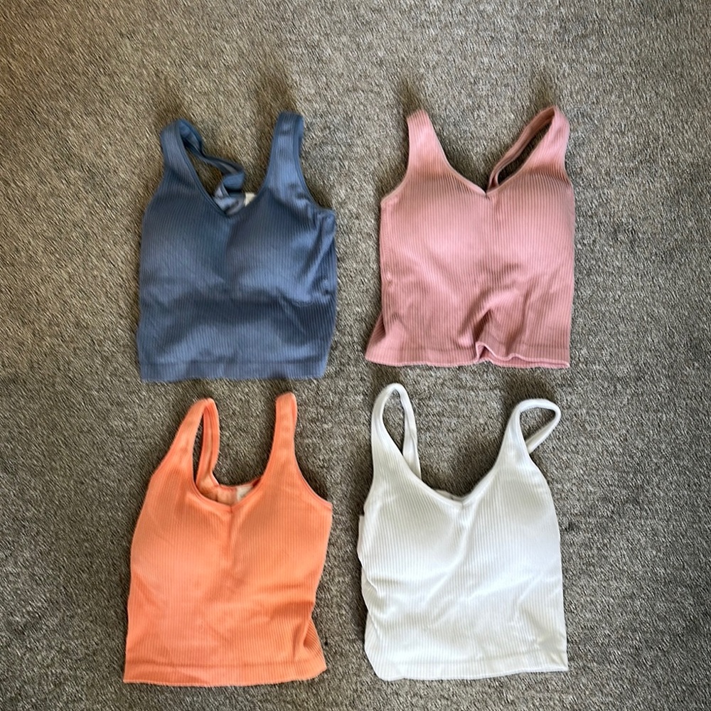 Women's Ribbed Tank Top Set - Blue, Pink, Orange, White